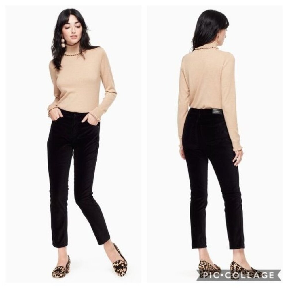KATE SPADE Pants Womens 27 Broome Street Black Velveteen Straight Leg Office